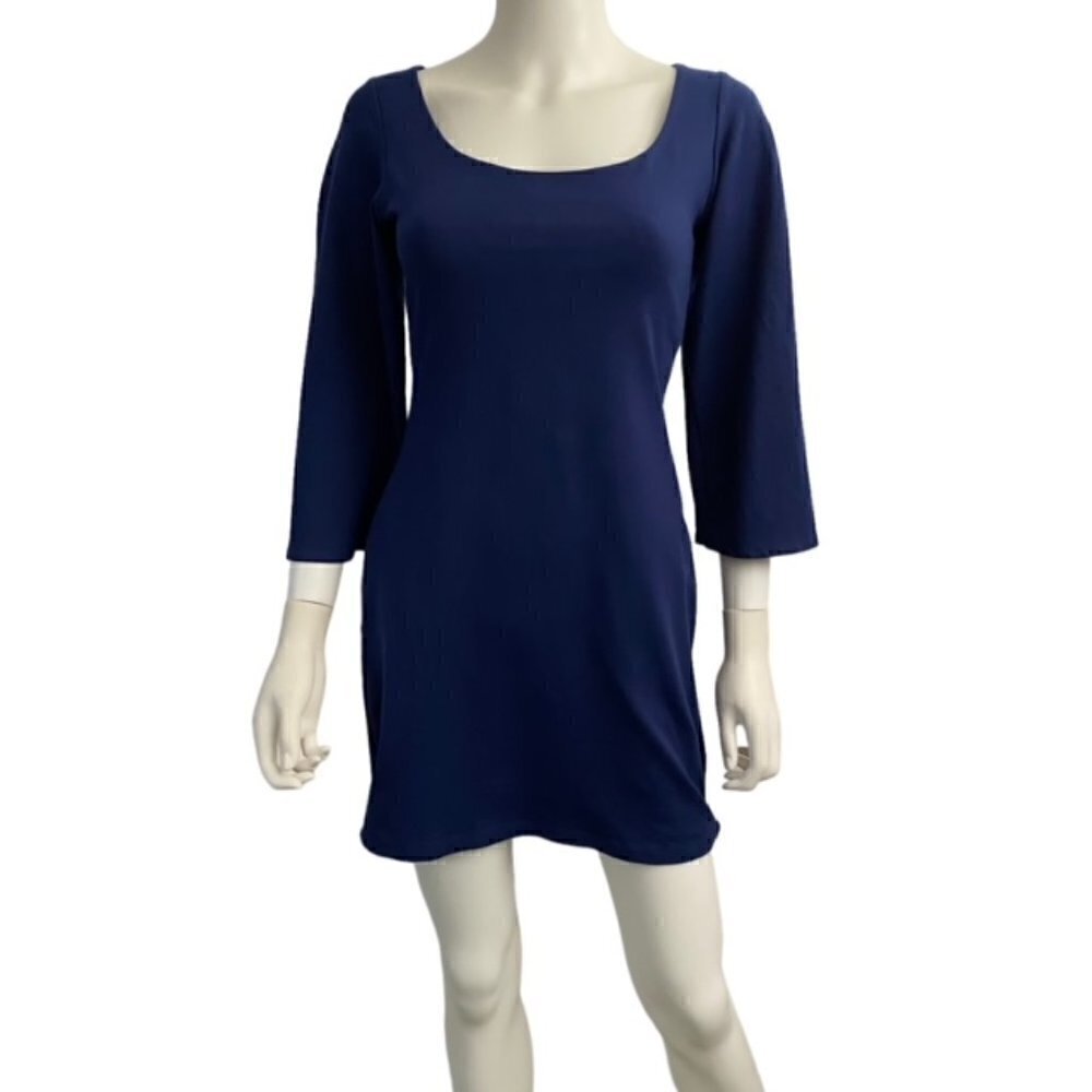 Susana Monaco Blue Open Back Bell Sleeve Dress Small